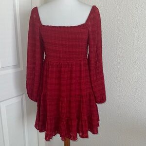 Red plaid  spring dress